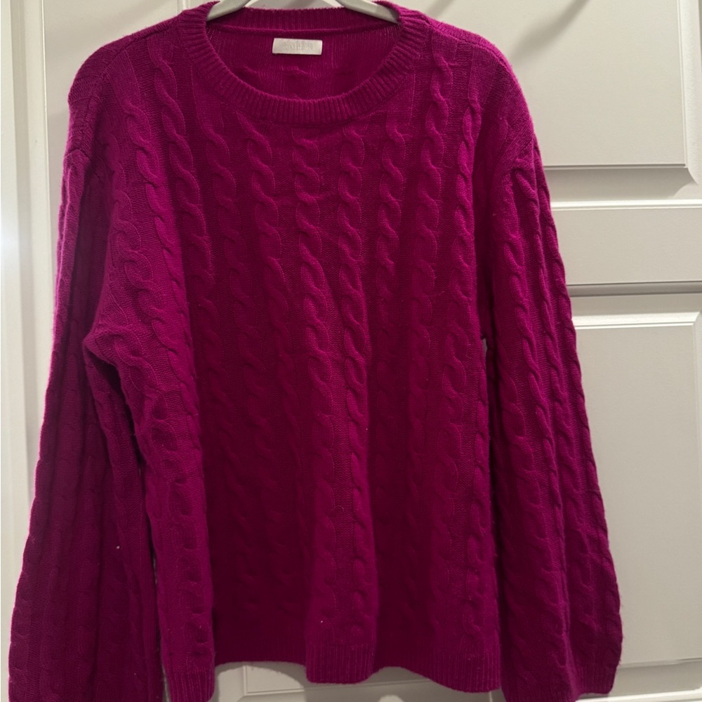 Elegant Magenta Cable Knit Sweater